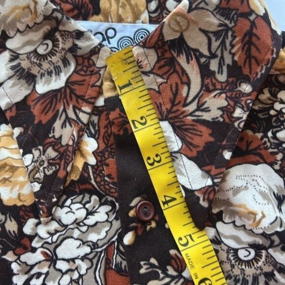The Gap Floral Button-Up Shirt Brown & Cream Vintage 70s Style Womens Sz Large - Picture 11 of 12